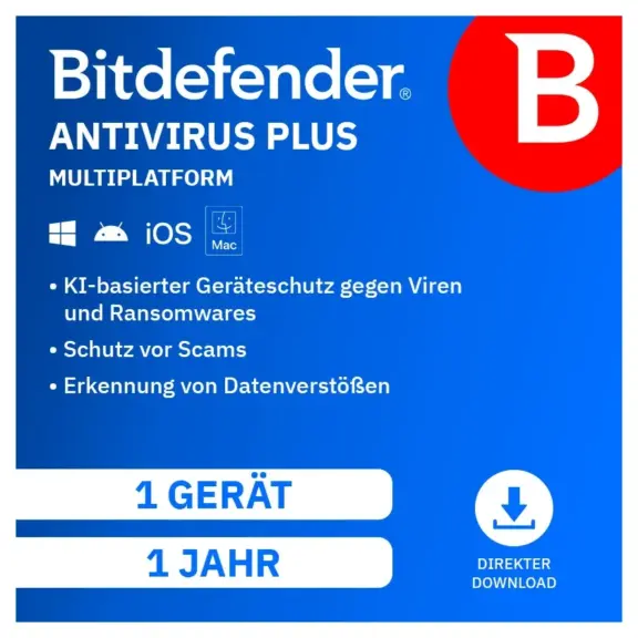 Bitdefender Antivirus Plus Multiplatform 1 Gerät, 1 Jahr Bitdefender Antivirus Plus Multiplatform 1 Gerät, 1 Jahr