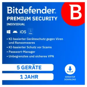 Bitdefender Premium Security 5 Geräte, 1 Jahr