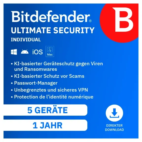 Bitdefender Ultimate Security 5 Geräte, 1 Jahr
